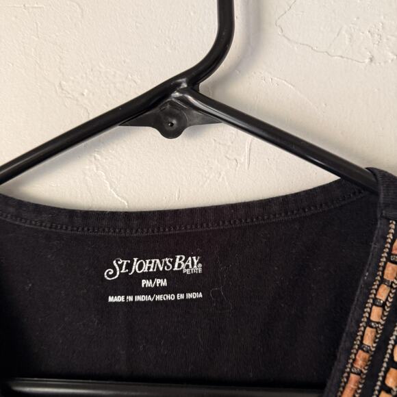 St Johns Bay Tank Top Y2k Petite Medium Beaded Trim Boho Top Boho Grunge - Picture 4 of 8